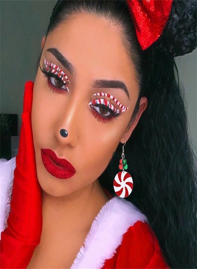 WCRAZYE Christmas Earrings for Women Cute Sweet Reindeer Jingle Bell Bow Candy Cane Earrings Colourful Snowflake Christmas Tree Earrings Christmas Holiday Jewelry (Red Jingle Bell) - Image 2